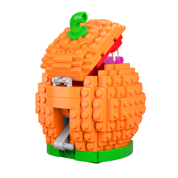 Pumpkin Monster Building Set - side angle showing brick detail